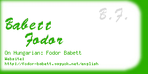 babett fodor business card